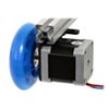 A stepper motor connected to a scooter wheel by the 5 mm scooter wheel adapter. (SKU: POLOLU-2673 Image 7)