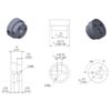 Mechanical drawing of the Pololu aluminum scooter wheel adapter threaded mount for 5 mm shafts. Units are mm over [inches]. (SKU: POLOLU-2673 Image 9)