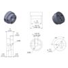 Mechanical drawing of the Pololu aluminum scooter wheel adapter threaded mount for 6 mm shafts. Units are mm over [inches]. (SKU: POLOLU-2674 Image 9)