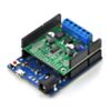 Pololu dual MC33926 motor driver shield assembled and connected to an Arduino Leonardo. (SKU: POLOLU-2503 Image 4)