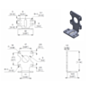 Mechanical drawing for the Pololu extended stamped aluminum L-bracket for plastic gearmotors. Units are mm over [inches]. (SKU: POLOLU-2671 Image 2)
