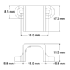 Diagram with dimensions of the Pololu micro metal gearmotor bracket extended. (SKU: POLOLU-1089 Image 2)
