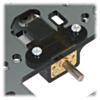 Micro metal gearmotor mounted to a piece of acrylic with black mounting bracket version. (SKU: POLOLU-989 Image 2)