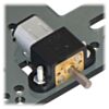 Micro metal gearmotor mounted to a piece of acrylic with black mounting bracket version. (SKU: POLOLU-989 Image 3)