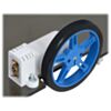 60x8mm Pololu wheel and 90 degree mini plastic gearmotor mounted with tall mini plastic gearmotor bracket (with spacer). (SKU: POLOLU-2681 Image 2)