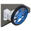 60x8mm Pololu wheel and offset mini plastic gearmotor mounted with a tall mini plastic gearmotor bracket (with spacer). (SKU: POLOLU-2681 Image 3)