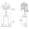Dimension diagram of Mini Plastic Gearmotor Bracket - Tall. Units are mm over [inches]. (SKU: POLOLU-2681 Image 4)