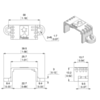 Dimension diagram of Mini Plastic Gearmotor Bracket - Wide. Units are mm over [inches]. (SKU: POLOLU-2680 Image 5)