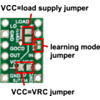 Pololu RC Switch with Small Low-Side MOSFET bottom view with jumpers labeled. (SKU: POLOLU-2802 Image 6)