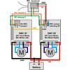 Wiring diagram for pairing two Simple Motor Controllers with RC channel mixing. (SKU: POLOLU-1377 Image 21)