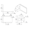 Mechanical drawing for the Pololu stamped aluminum L-bracket for 37D mm metal gearmotors. Units are mm over [inches]. (SKU: POLOLU-1084 Image 2)