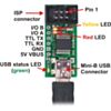 Pololu USB AVR programmer labeled top view. (SKU: POLOLU-1300 Image 6)