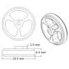 Hub diagram with dimensions of the Pololu Wheel 32x7mm. (SKU: POLOLU-1088 Image 2)