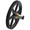 Black Pololu 90x10mm wheel on a Pololu micro metal gearmotor. (SKU: POLOLU-1439 Image 3)