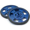 Solarbotics GMPW blue plastic wheel with molded tire and encoder stripes. (SKU: POLOLU-982 Image 4)