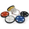 SW 2-5/8 inch Servo Wheel with molded silicone tires and encoder stripes- all color options shown. (SKU: POLOLU-1194 Image 2)