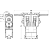 Tamiya 70097 and 89915 twin-motor gearbox dimensions (in mm). (SKU: POLOLU-61 Image 4)