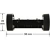 Pololu Zumo chassis assembled front view with dimensions. (SKU: POLOLU-1418 Image 9)
