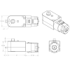 Dimensions (in mm) of the 120:1 and 200:1 plastic gearmotors with 90-degree outputs. (SKU: POLOLU-1121 Image 3)