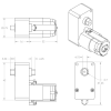 Dimensions (in mm) of the 120:1 and 228:1 plastic gearmotors with offset outputs. (SKU: POLOLU-1119 Image 3)