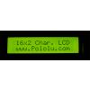 16x2 black-on-green character LCD with backlight in the dark. (SKU: POLOLU-772 Image 3)