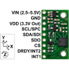 L3GD20 3-axis gyro carrier with voltage regulator labeled top view. (SKU: POLOLU-2125 Image 3)