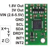 LSM303DLH/LSM303DLM 3D compass and accelerometer carrier with voltage regulators labeled top view. (SKU: POLOLU-1273 Image 3)