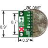 MMA7341LC 3-axis accelerometer with voltage regulator bottom view with dimensions. (SKU: POLOLU-1252 Image 3)