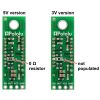 Pololu Carrier with Sharp GP2Y0A60SZLF Analog Distance Sensor 10-150cm back view comparison of 5V and 3V versions. (SKU: POLOLU-2475 Image 3)