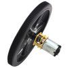 Black Pololu 70x8mm wheel on a Pololu micro metal gearmotor. (SKU: POLOLU-1429 Image 3)