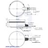 Dimension diagram (in mm) for the shaftless vibration motor 10x3.4mm. (SKU: POLOLU-1636 Image 3)