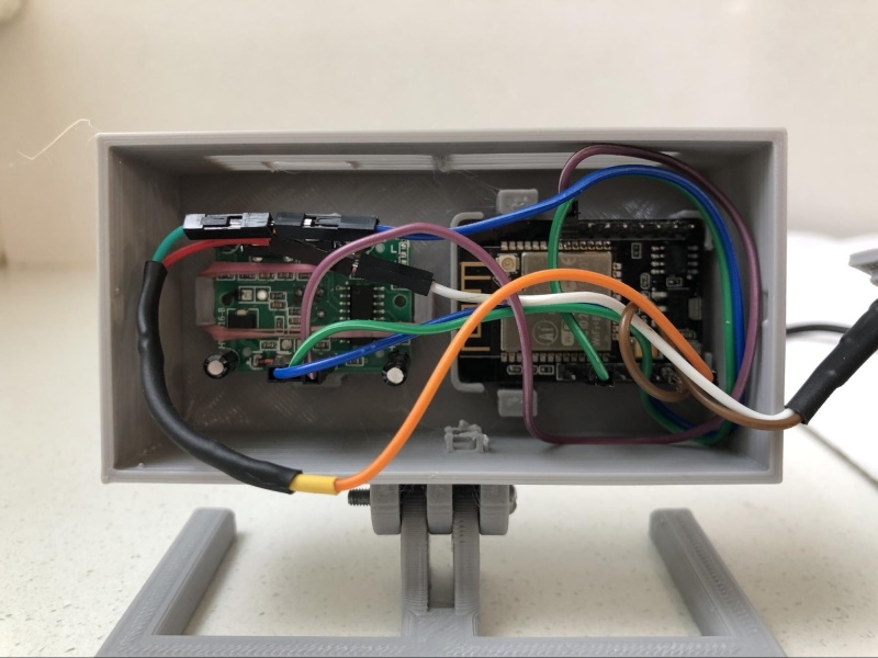 The PIR sensor mounted into the case