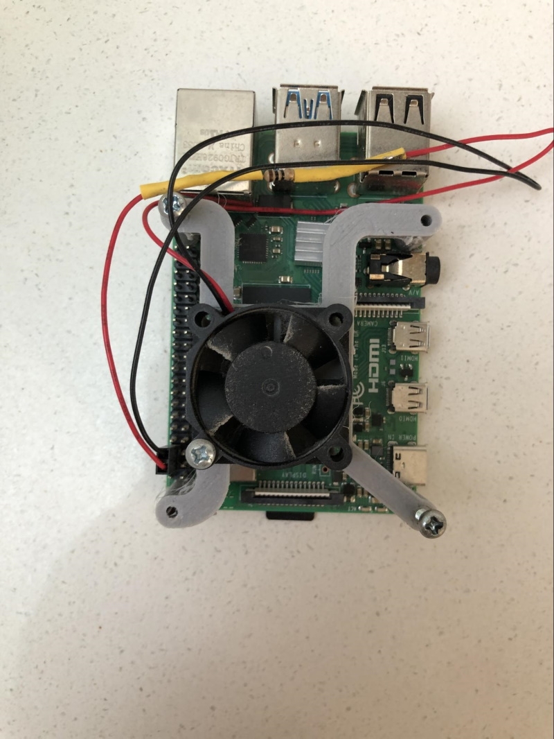 A Raspberry Pi with the Parts List mounted onto it