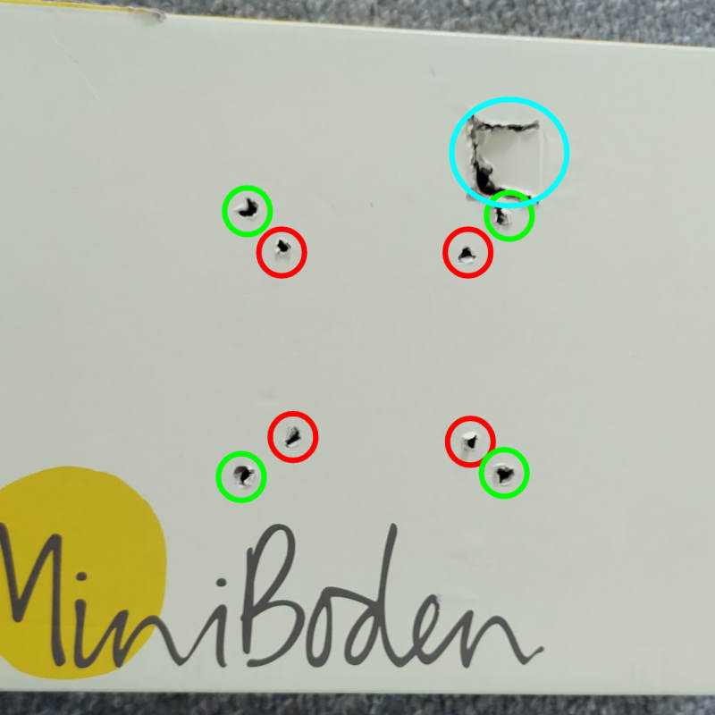 Holes for the top, motor driver and wires Outlining the hole positions for the motor driver and door for wires