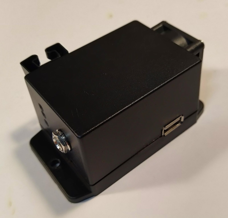 The assembled power supply showing DC barrel jack