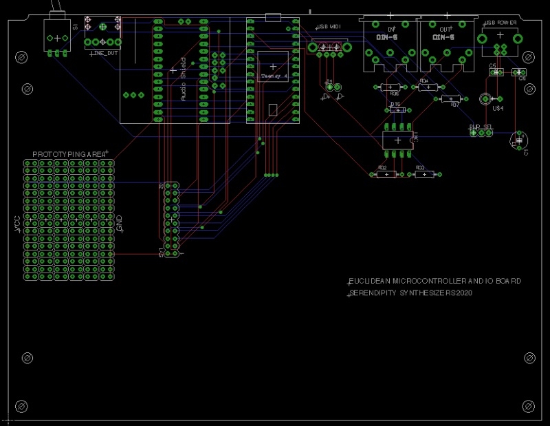 The layout of The Euclidian's lower PCB
