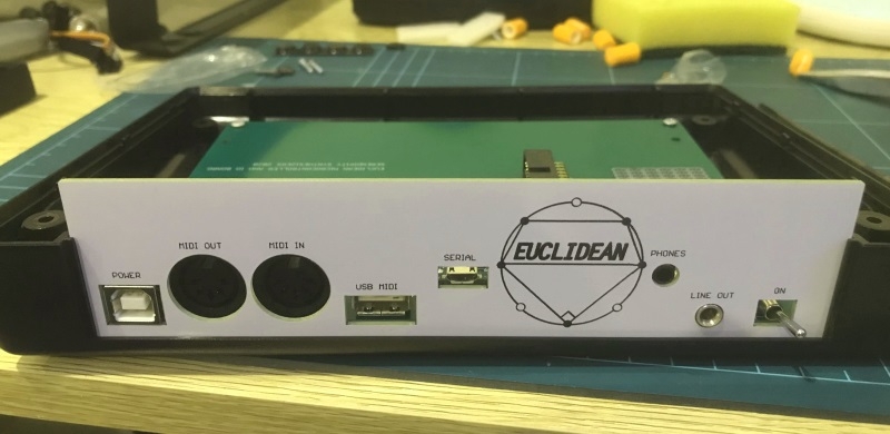 The back panel of The Euclidian, not fully assembled