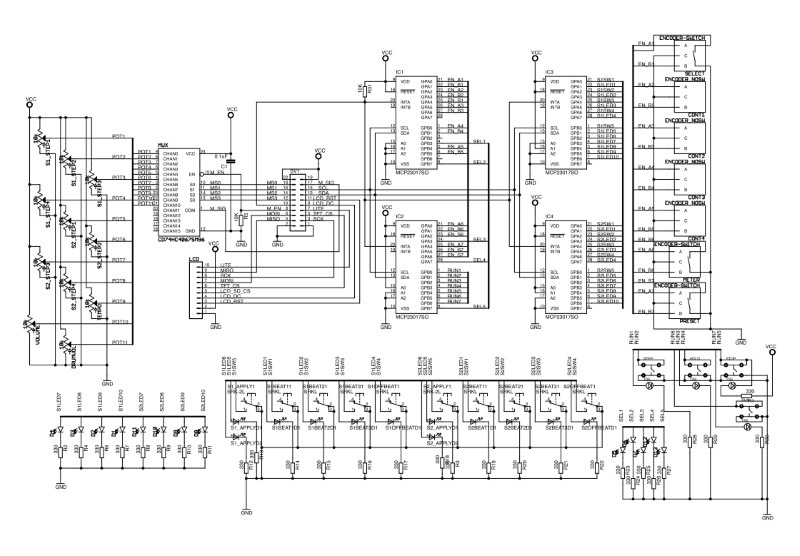The schematic of The Euclidian's upper PCB