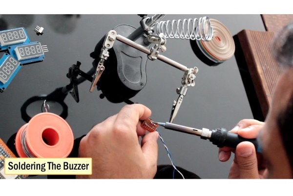 Soldering the buzzer