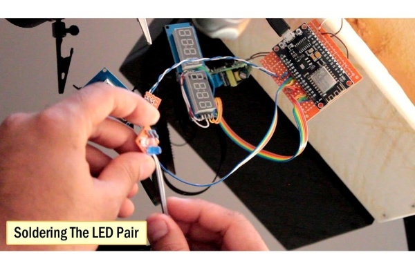 Soldering the LED pair