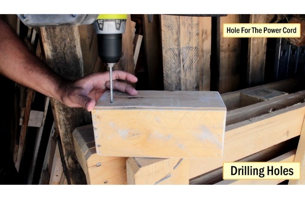 Drilling the holes for the Power Cord