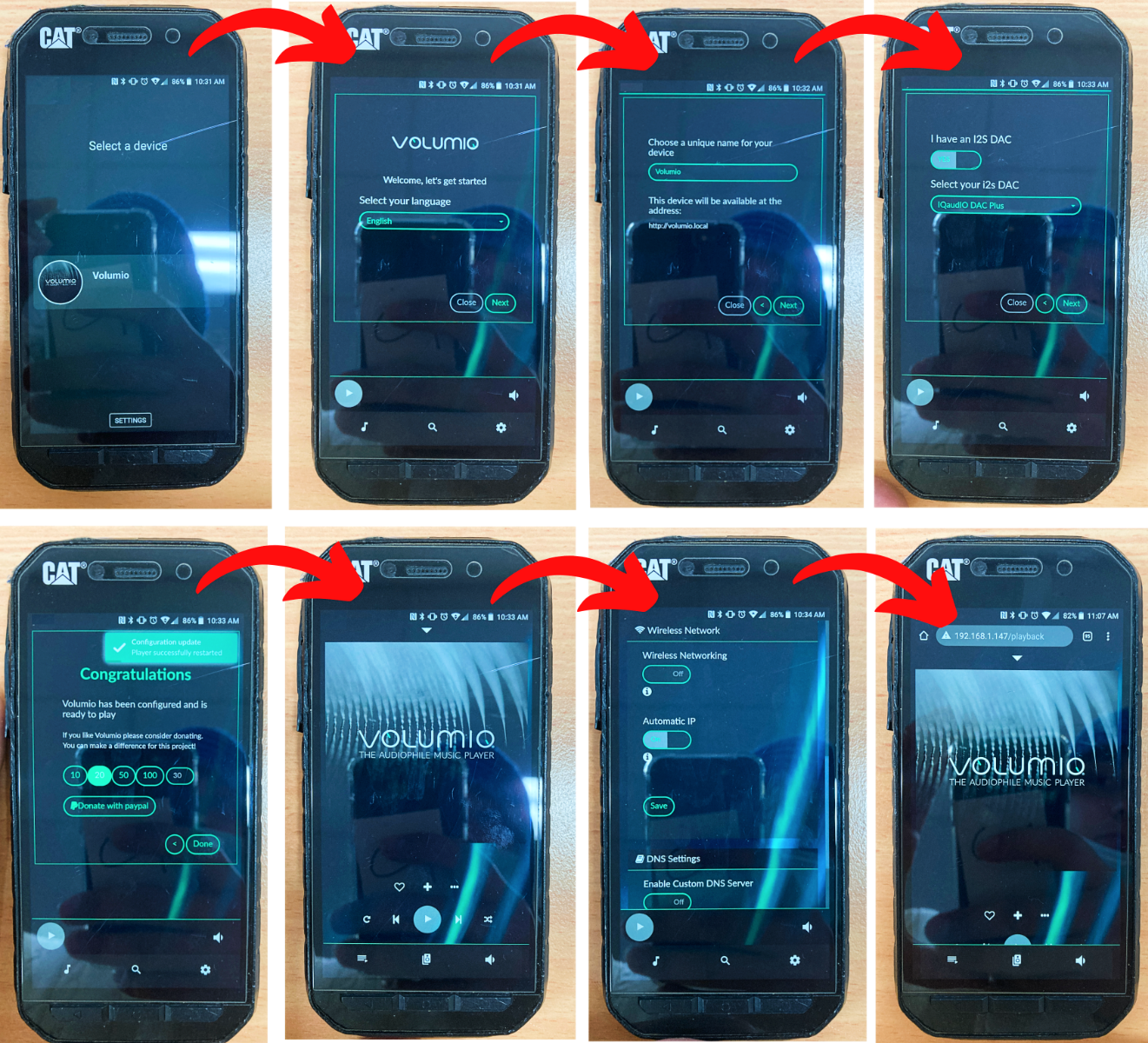 Initial Set up using the APP, Providing WIFI details to the set up and accessing the Volumio Device using a Browser - If my Phone can do it Any Phone can do it