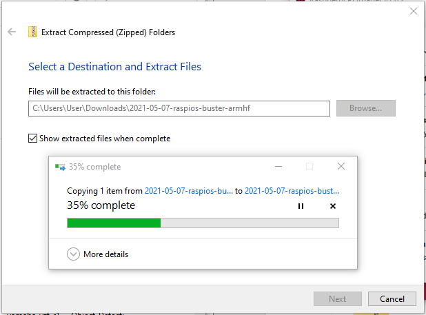 Unzipping the Image file Unzipping the Image file