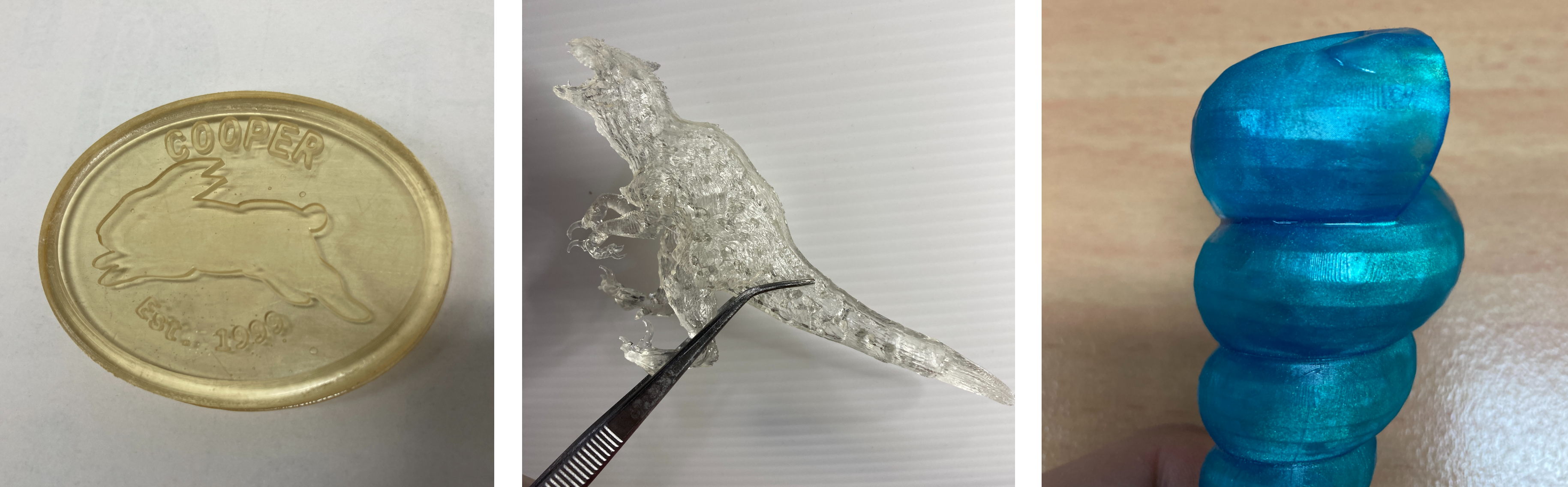 Over Cured, Perfectly Cured and Slightly Smudged 3D resin print Over Cured, Perfectly Cured and Slightly Smudged 3D resin print