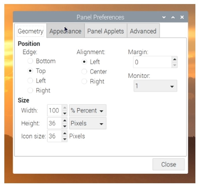 Panel Preferences Panel Preferences