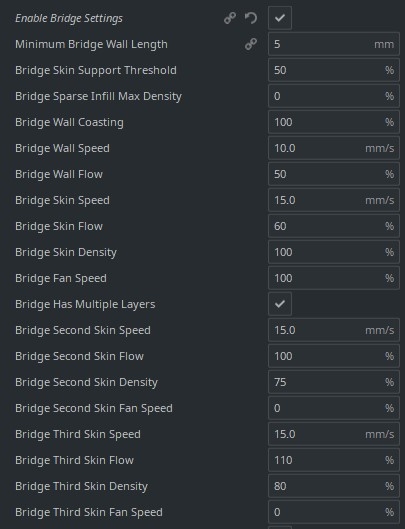Bridge settings for Cura Bridge settings for Cura
