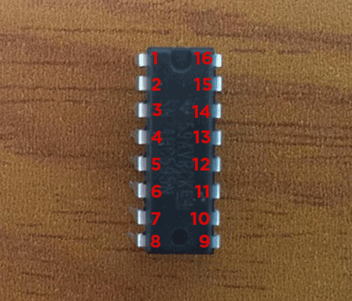 74HC595N Shift Register Labelled Pins