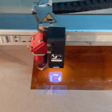 Laser-cutting a polyamide film stencil